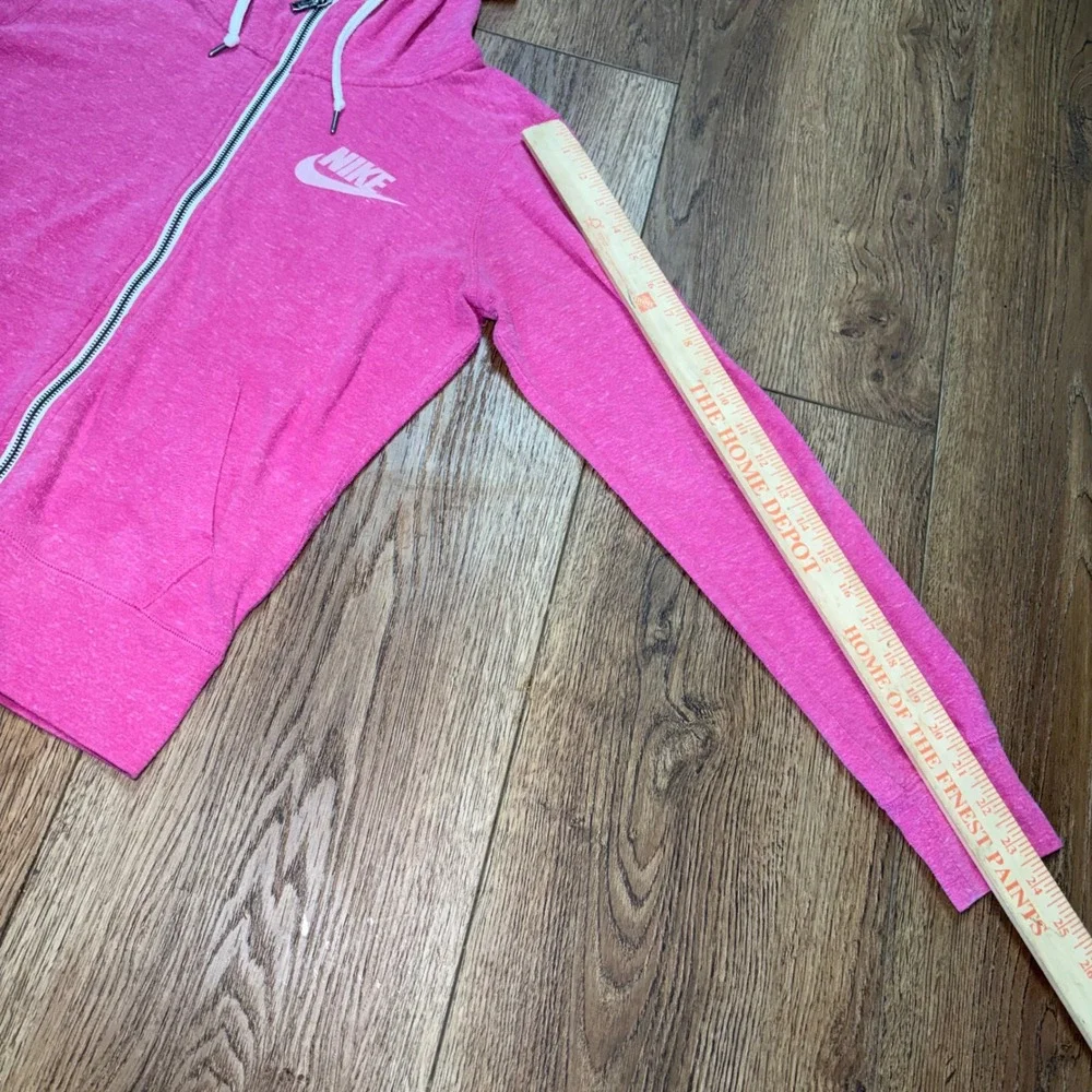 Nike Essential Full Zip Hooded Sweatshirt Jacket Pink organic Cotton Womens S